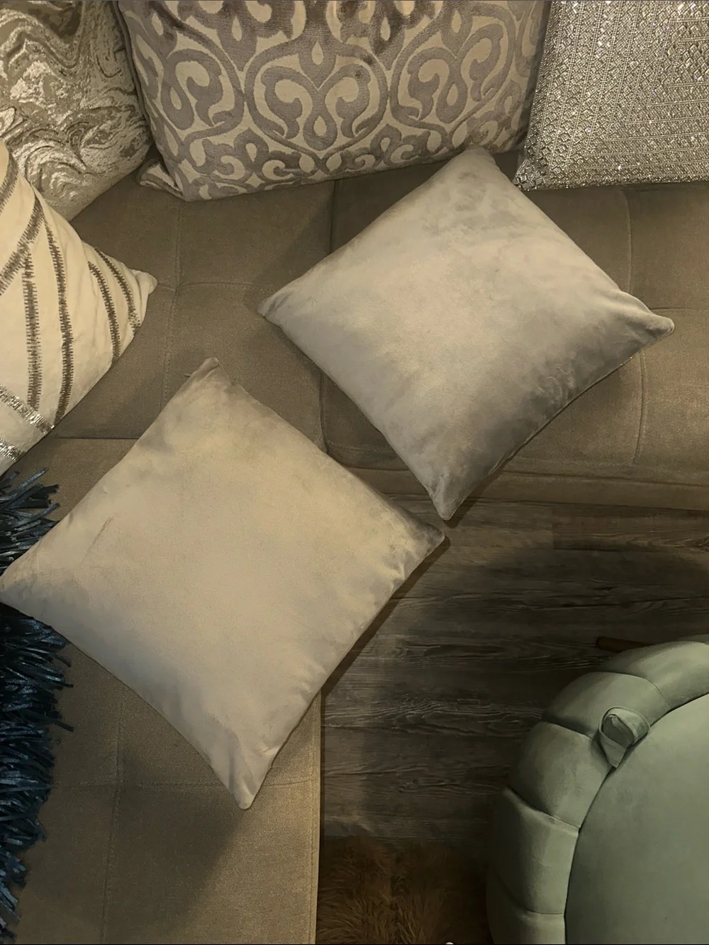 Decorative Rhinestone Throw Pillow Pair (2)